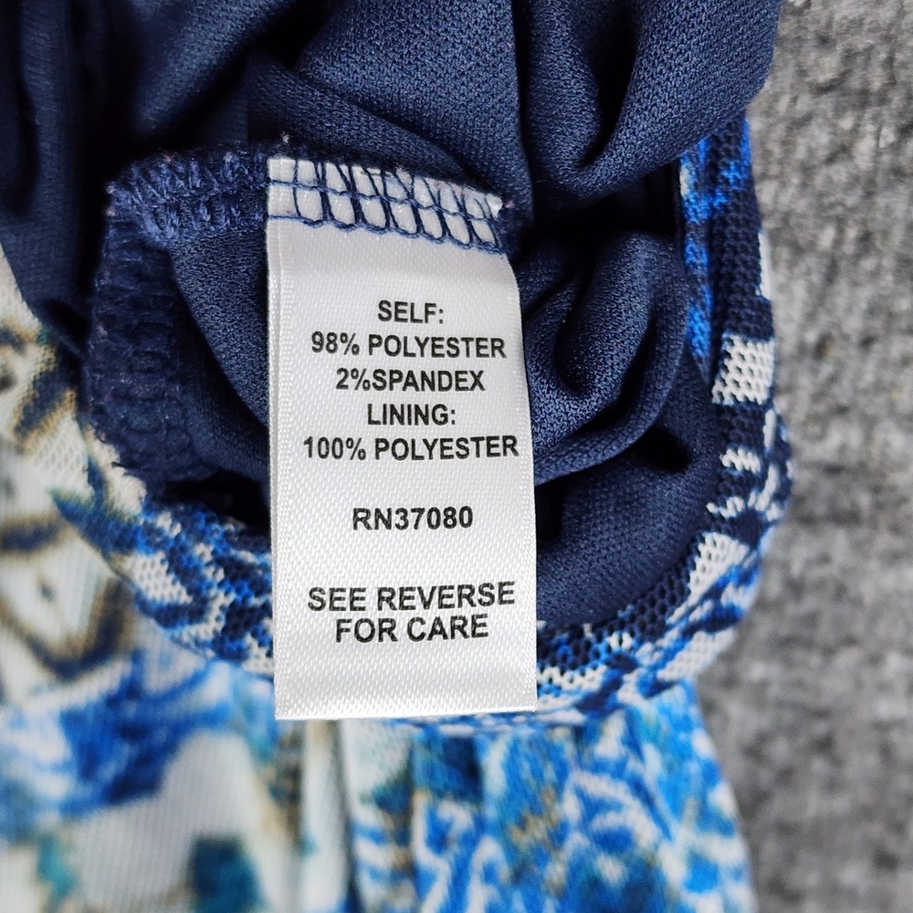 Cato Maxi Dress Women Medium Blue White Beaded Halter Geometric‎ Tile Print Boho - Picture 10 of 11